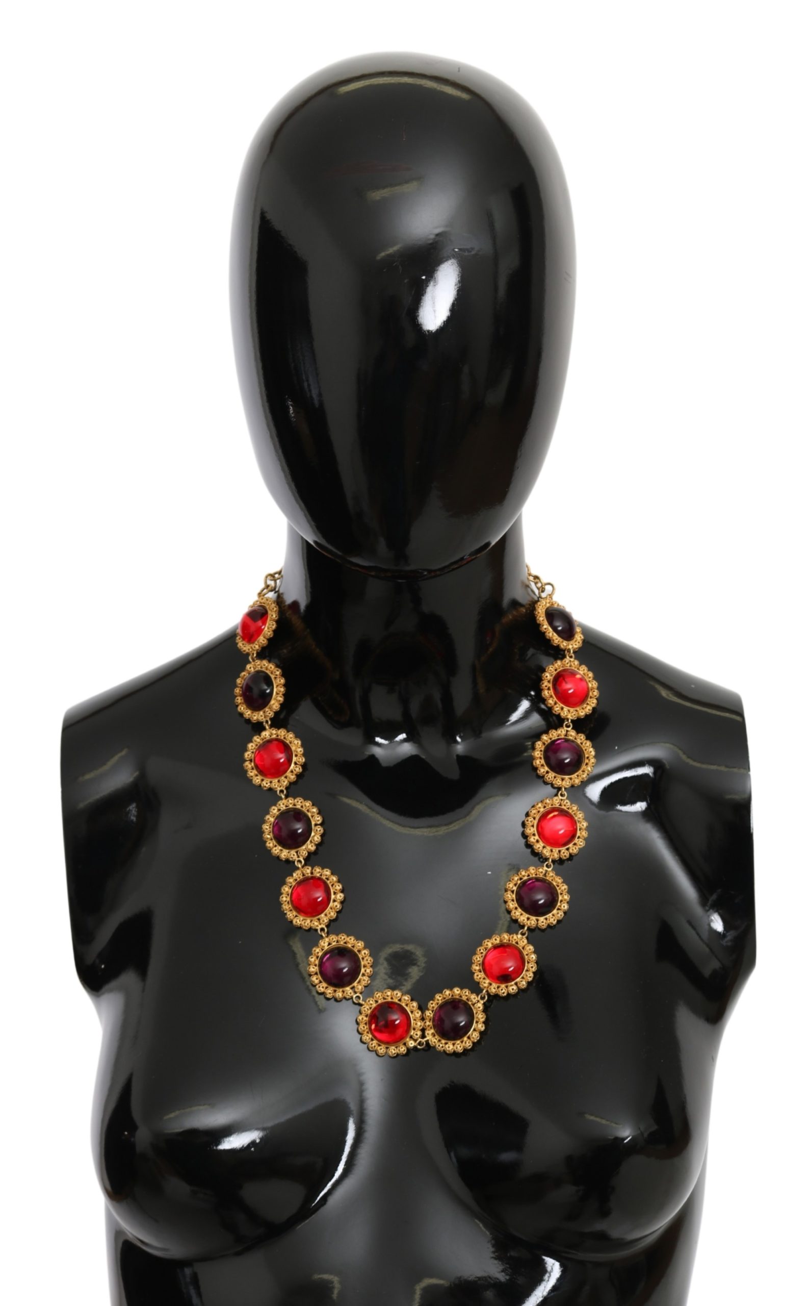 Dolce & Gabbana Women's Crystal Floral Chain Brass Necklace Red SMY10083