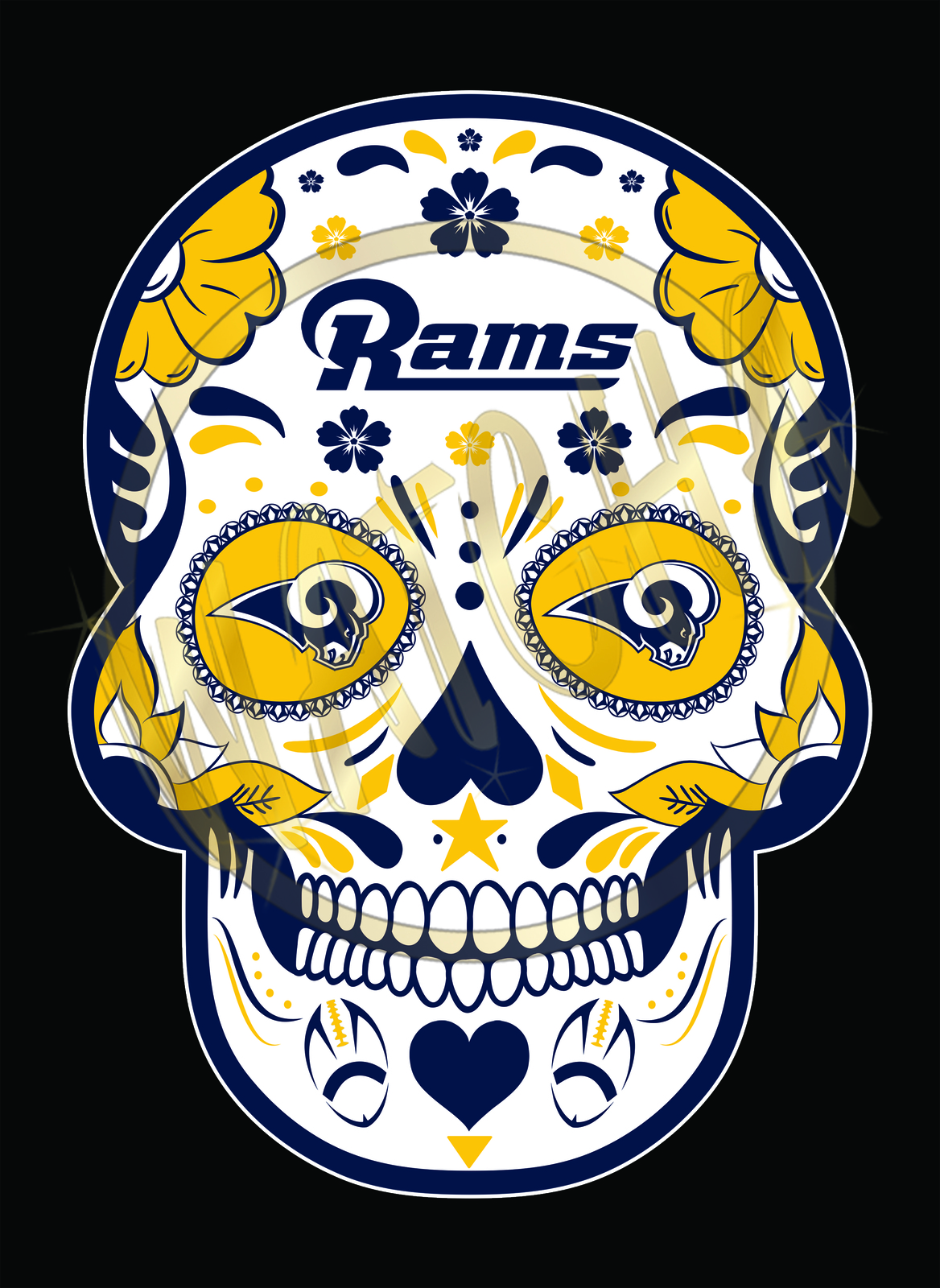 Los Angeles Rams Dia De Los Muertos Skull Image Men's T-Shirts