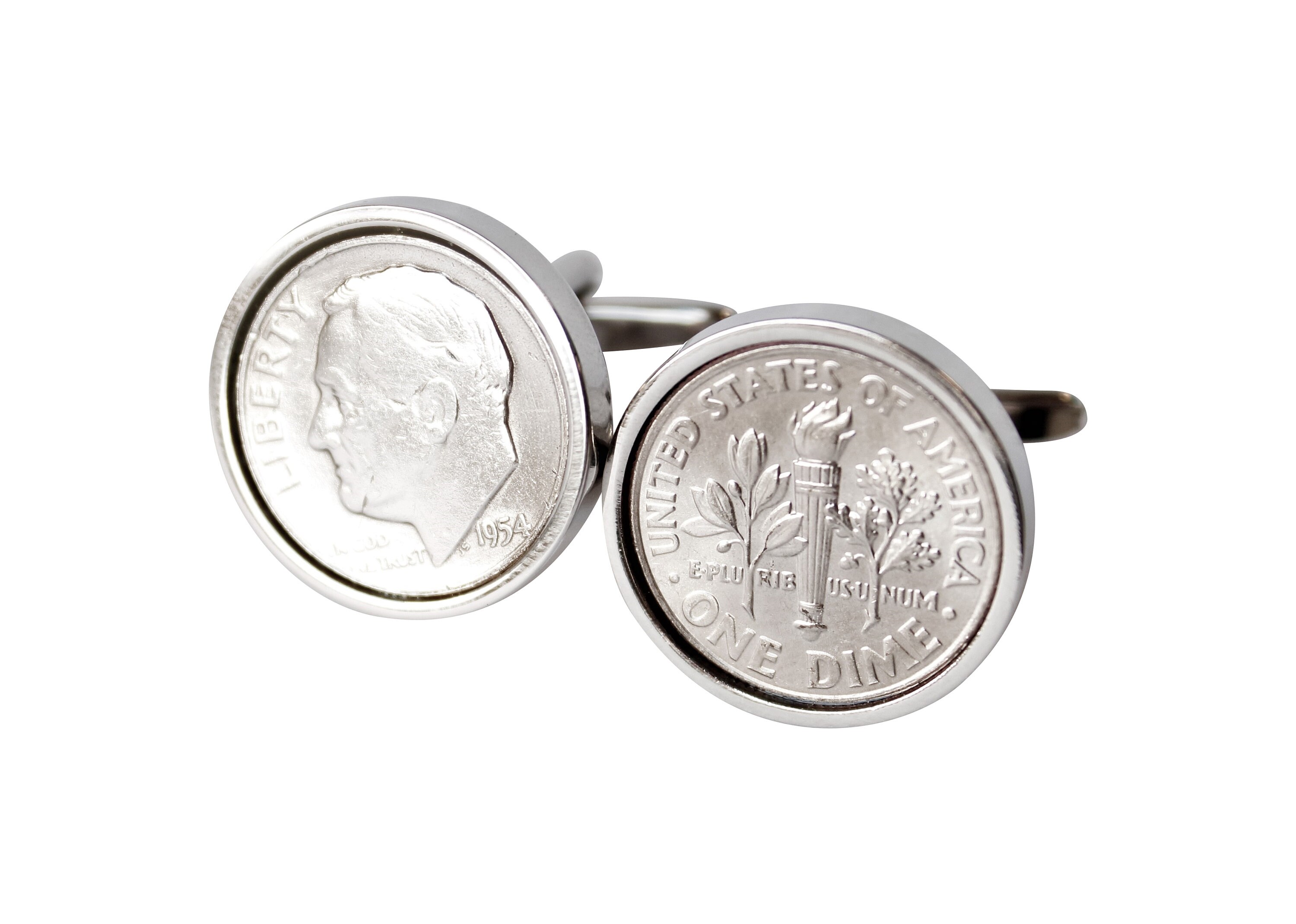 67Th Birthday Gift - 1954 Coin Cufflinks Perfect Anniversary Genuine1954 Us Dime Lucky