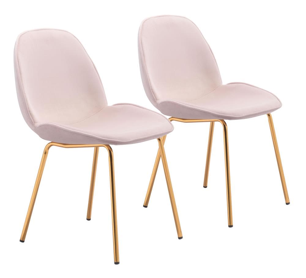 Zuo Modern Set of 2 Siena Contemporary/Modern Polyester/Polyester Blend Upholstered Dining Side Chair (Metal Frame) in Pink | 101221