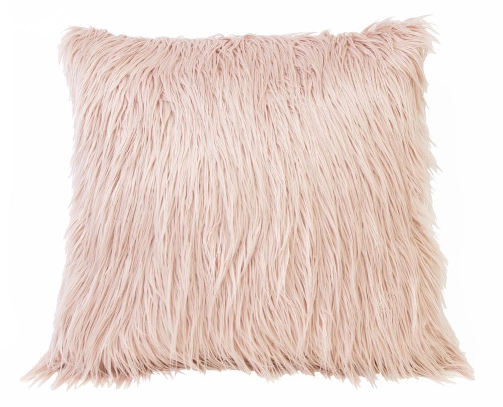 Decor Therapy Thro by Marlo Lorenz 26-in x 26-in Rose Smoke Acrylic Blend Faux Mongolian Indoor Decorative Pillow Polyester in Pink | TH010729007E