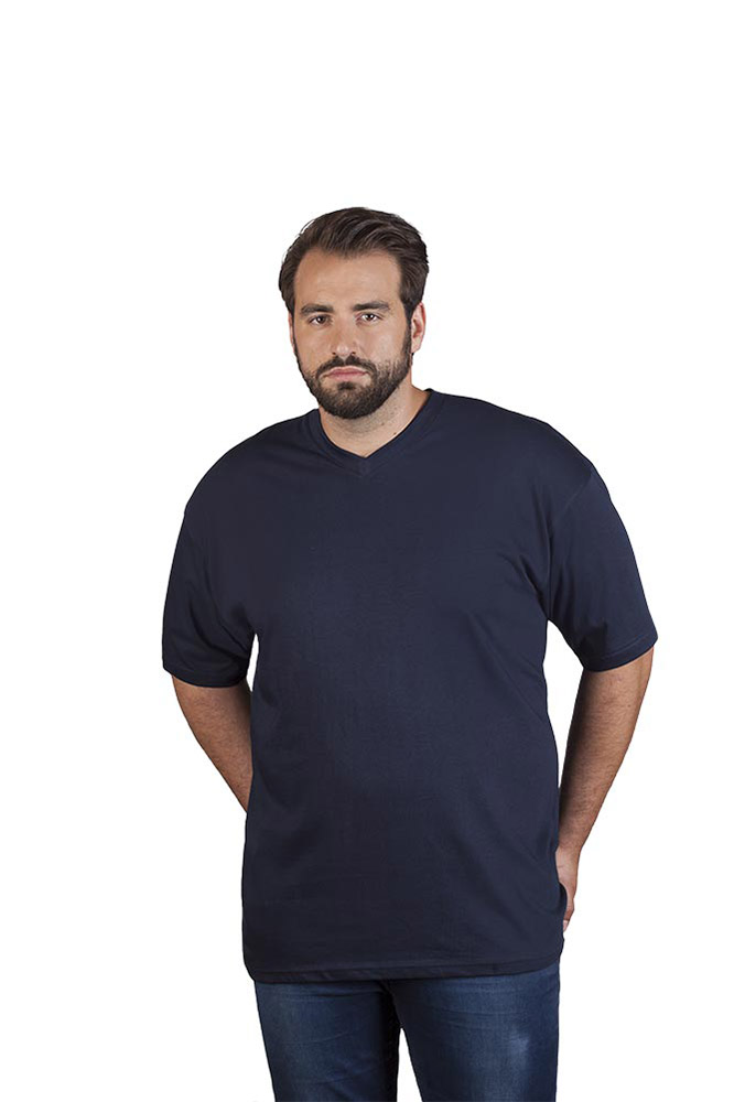 Premium V-Ausschnitt T-Shirt Plus Size Herren, Marineblau, 4XL