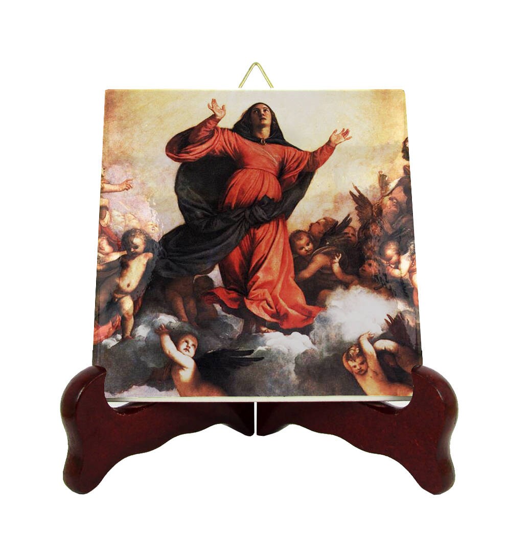 Devotional Gifts - Religious Icon On Ceramic Tile Assumption Of The Virgin Mary Art Catholic Religious Holy