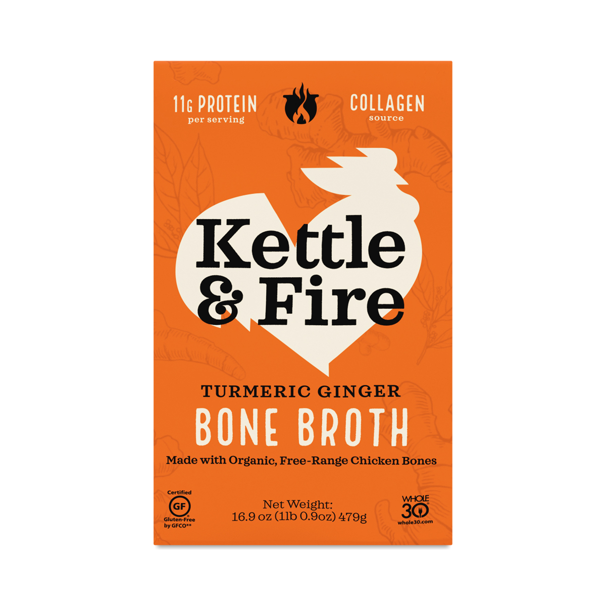 Kettle & Fire Bone Broth, Turmeric Ginger Chicken 16.9 oz carton