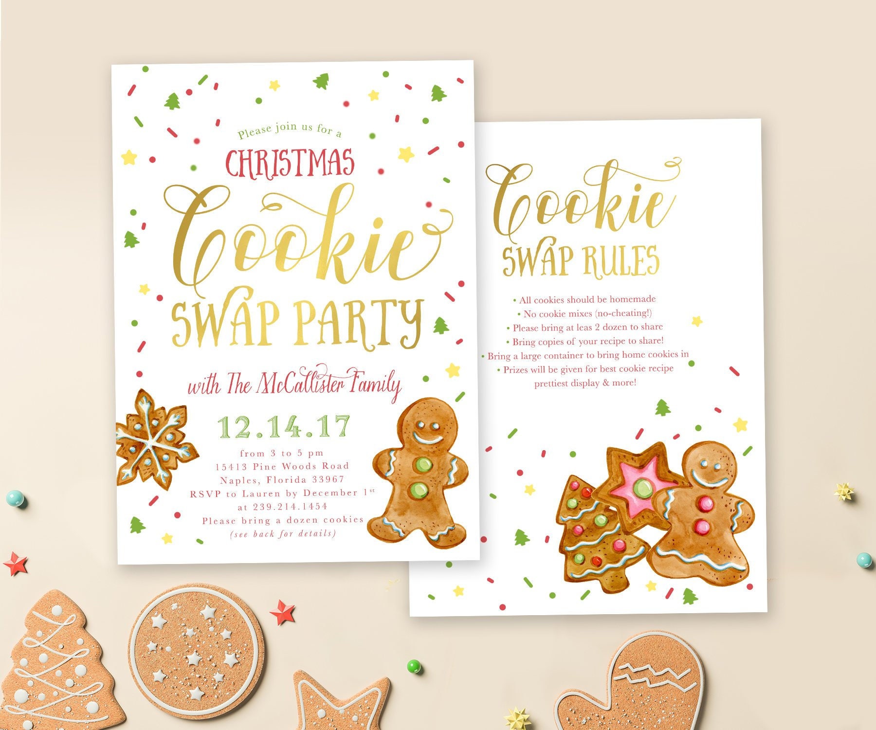 Christmas Cookie Swap Party Invitation, Exchange Invite, Holiday Invite - 38