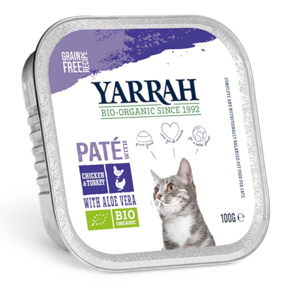 12 x 100g Yarrah Organic Wet Cat Food Trays - 25% Off!* - Chunks: Organic Beef with Organic Parsley & Thyme