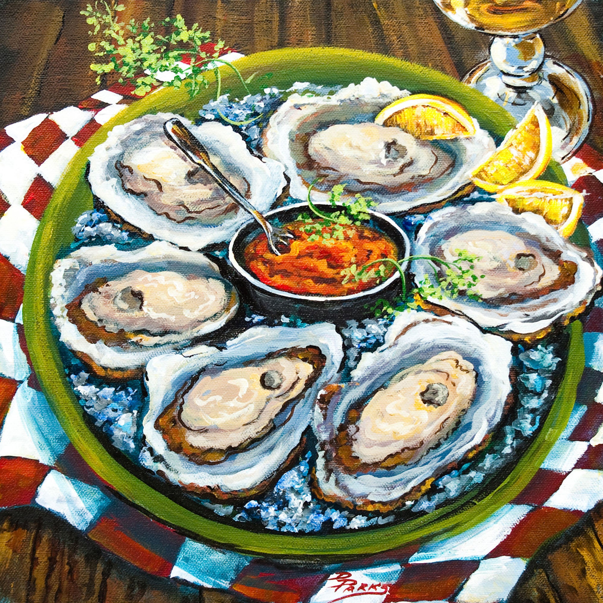 Oyster Painting, Louisiana Art, Raw Oysters, New Orleans Seafood Painting, New Food, Painting - "Half Dozen Oysters'