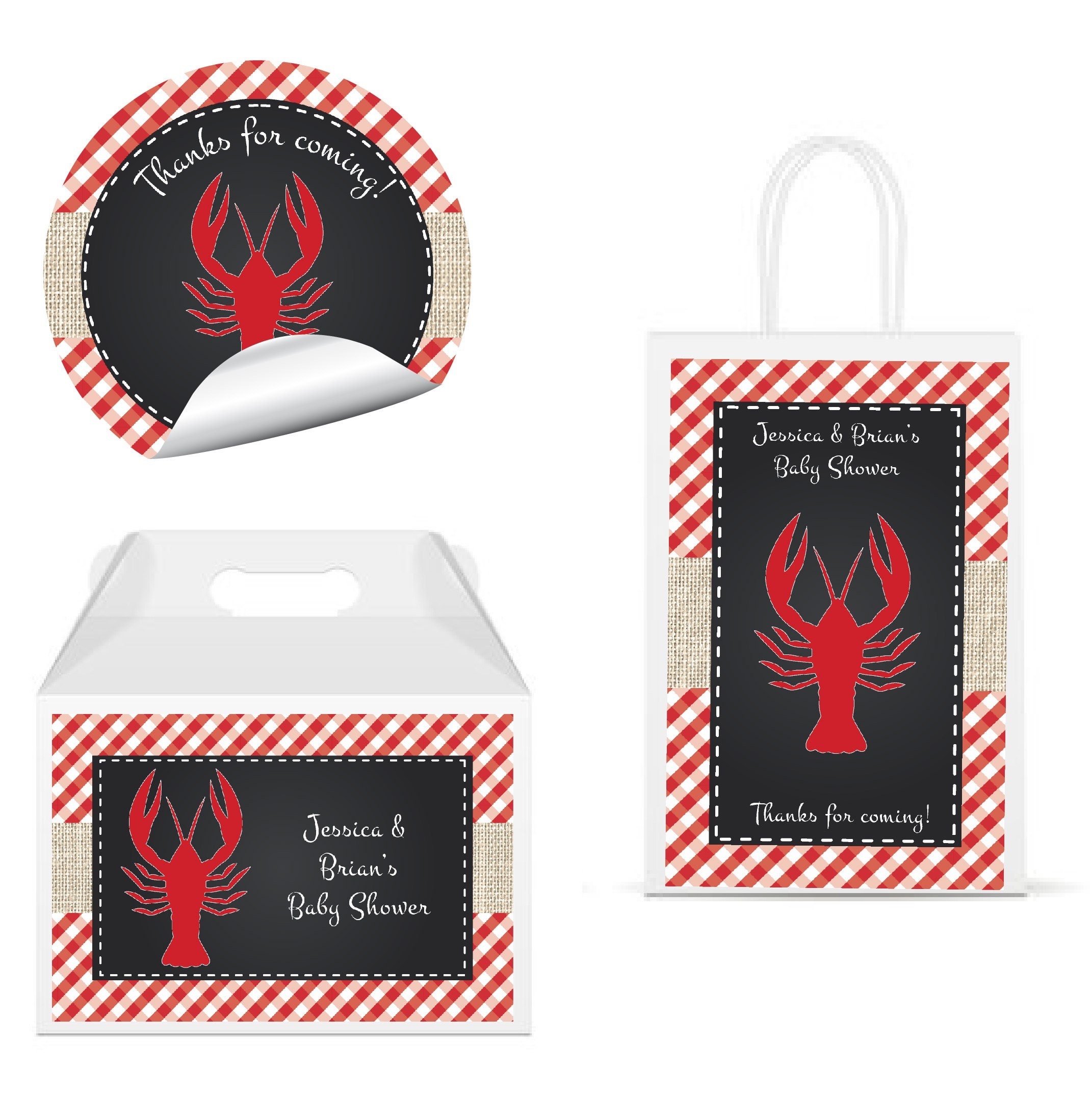 Crawfish Boil | Summer Cajun Seafood - Printed Glossy Labels For Party Favor Bags, Gable Boxes, Gift Round Square Stickers