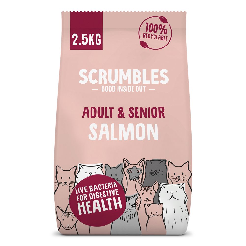 Scrumbles Adult & Senior Salmon Dry Cat Food - Economy Pack: 2 x 2.5kg
