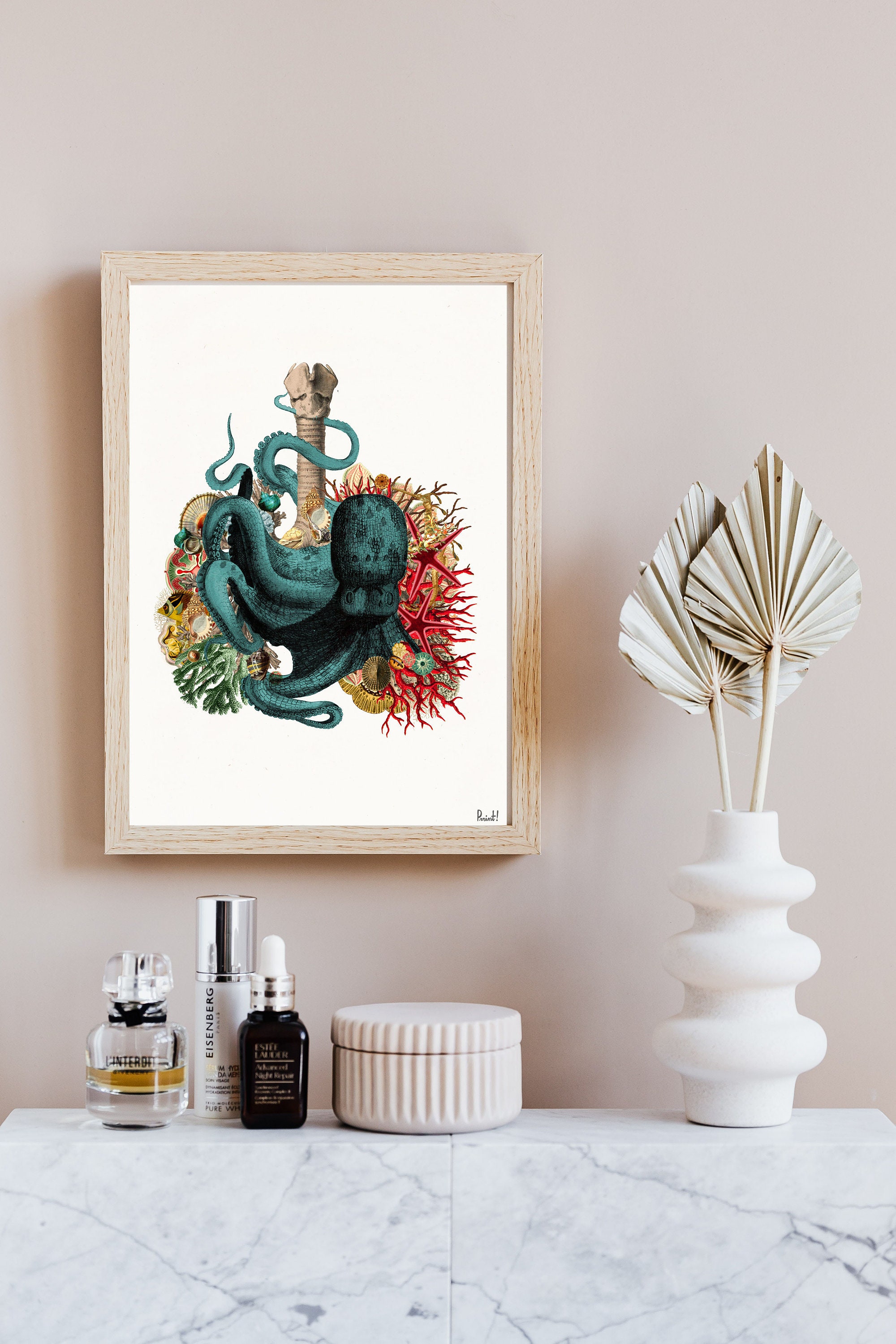 Octopus & Seabed Lungs Print - Anatomical Human Anatomy Art Art Gift Poster Ska270