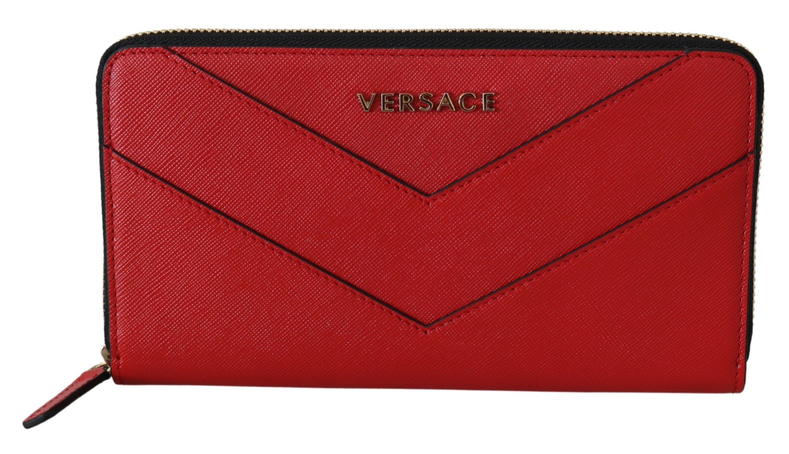 Versace Women's Zip Around Leather Wallet Red 8053850421251