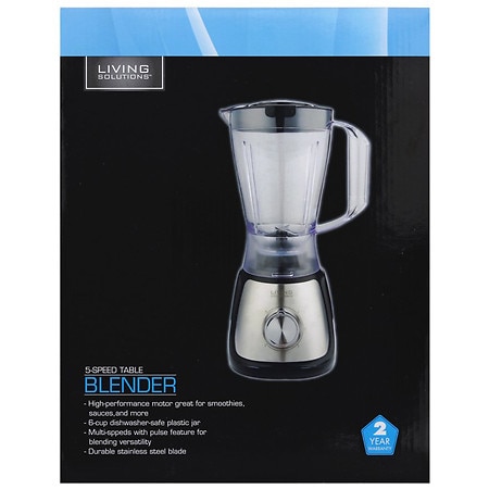 Living Solutions 5 Speed Blender with Stainless Steel Decoration - 1.0 ea