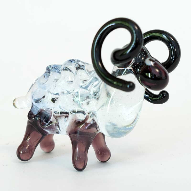 Glass Ram Figurine - Blown Glass Collection Sheep Miniature Art 012