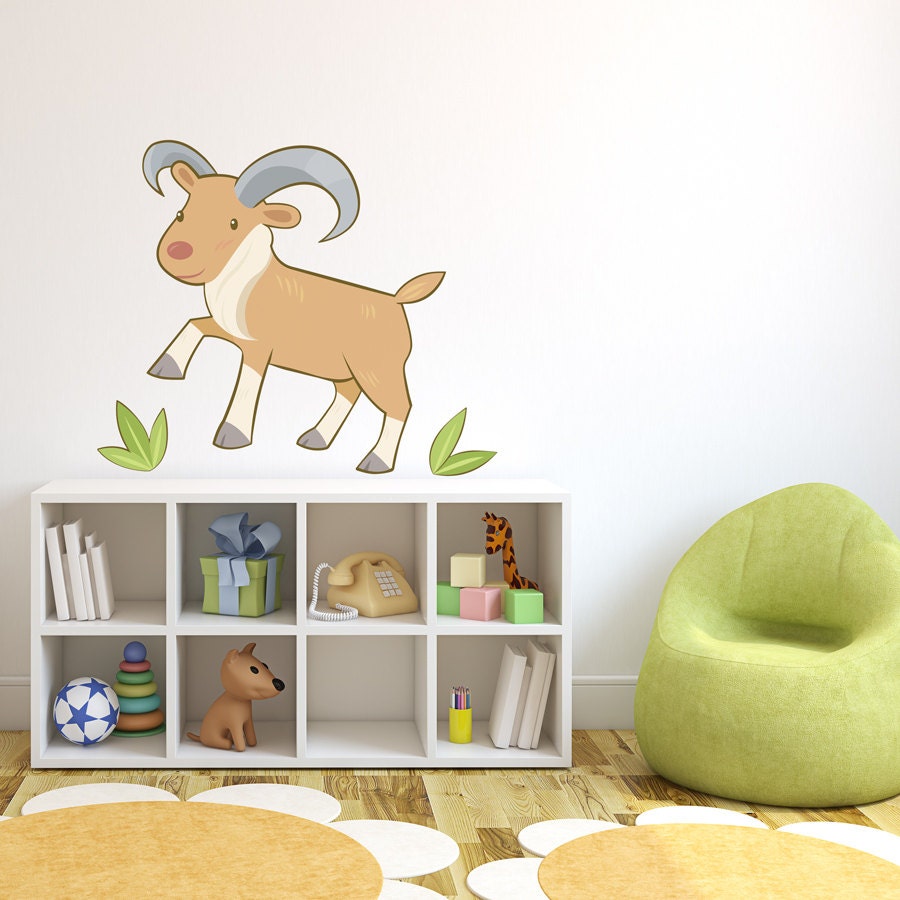 Baby Ram Printed Wall Decal - Farm Animal Decal, Nursery, Art, Country Repositionable