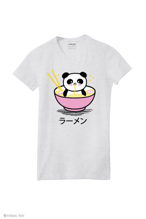 Panda Ramen Bowl T-Shirt - Pink Ash Grey