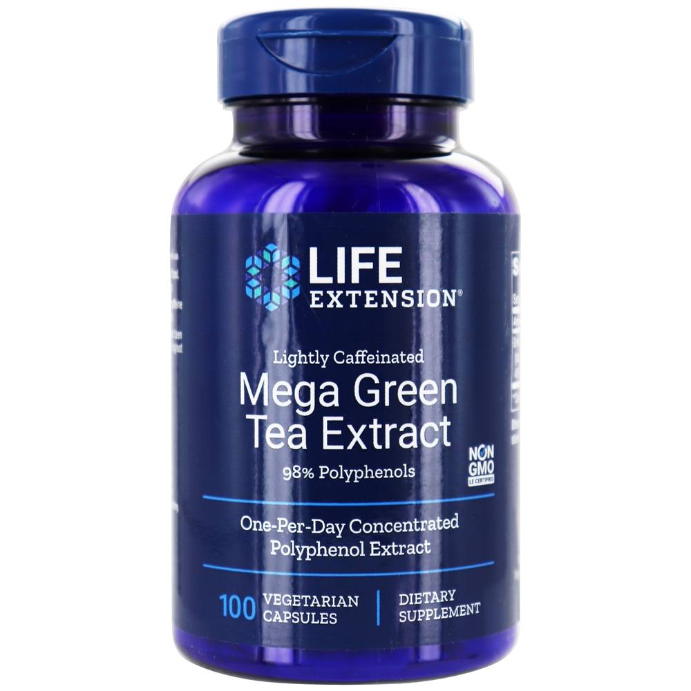 Life Extension - Mega Green Tea Extract Lightly Caffeinated with 98 Polyphenols 725 mg. - 100 Vegetarian Capsules