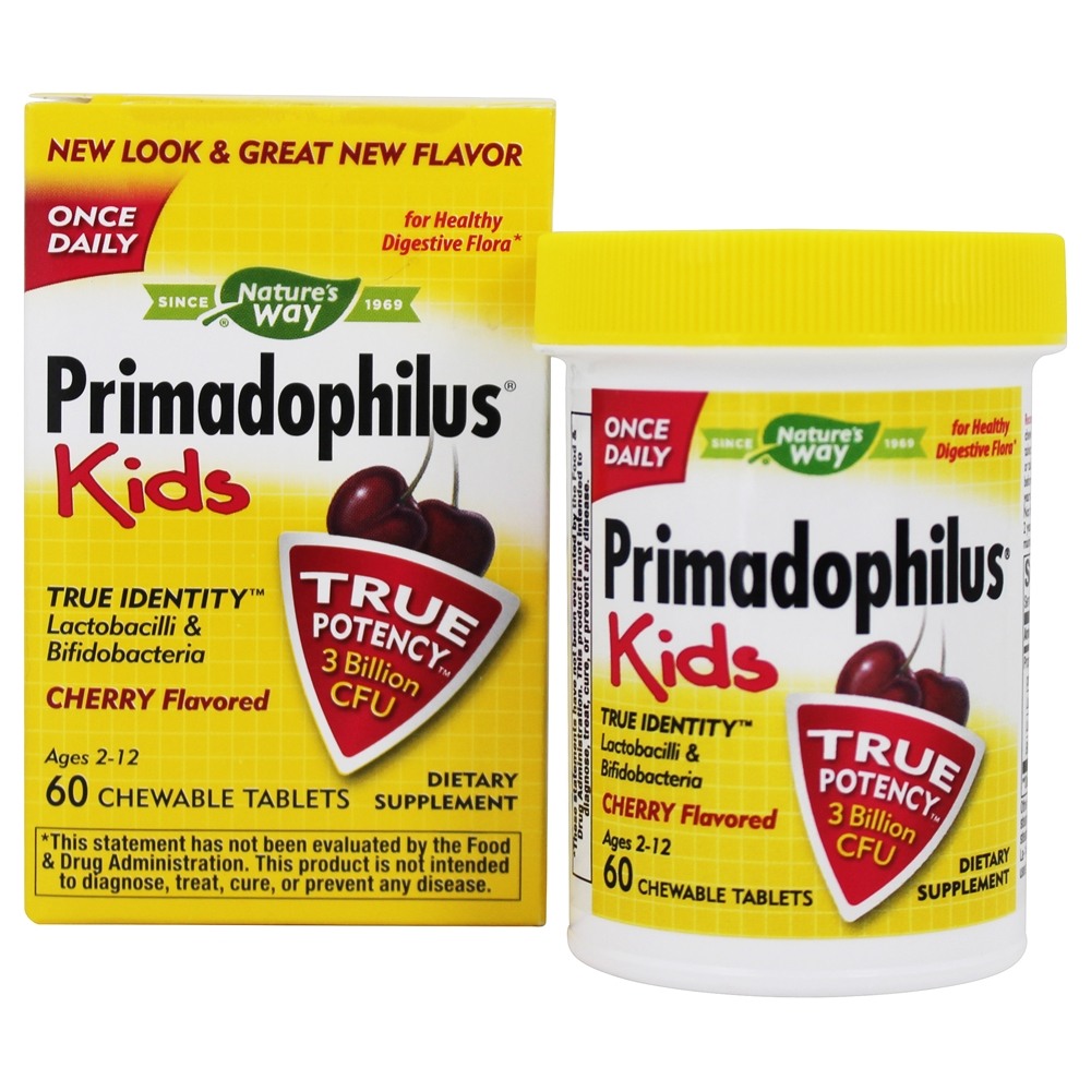 Nature's Way - Primadophilus for Kids Cherry 3 Billion CFU - 60 Chewable Tablets