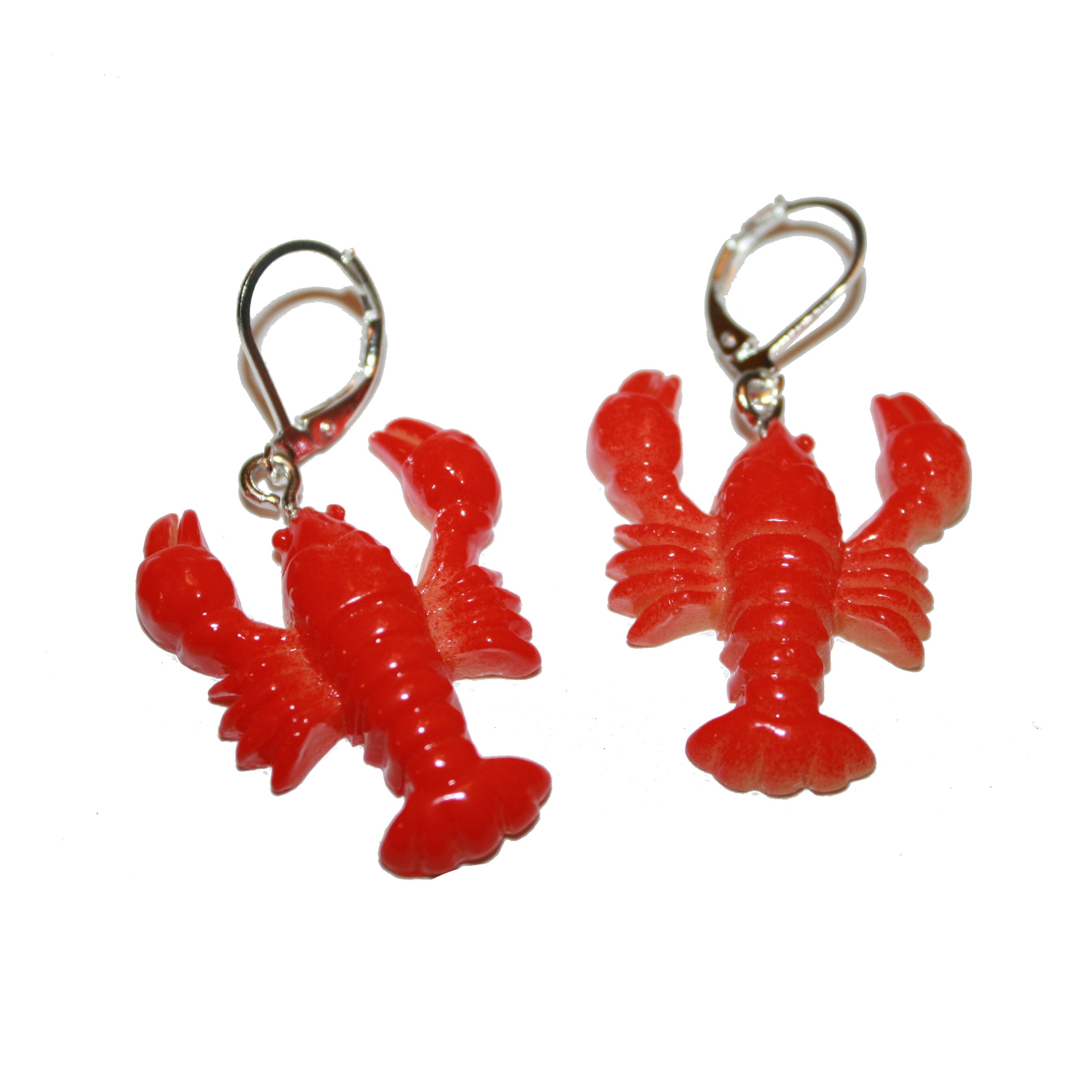 Red Lobster Earrings - Kitschy Red Lobster Earrings Seafood Ocean Mermaid Huge Big