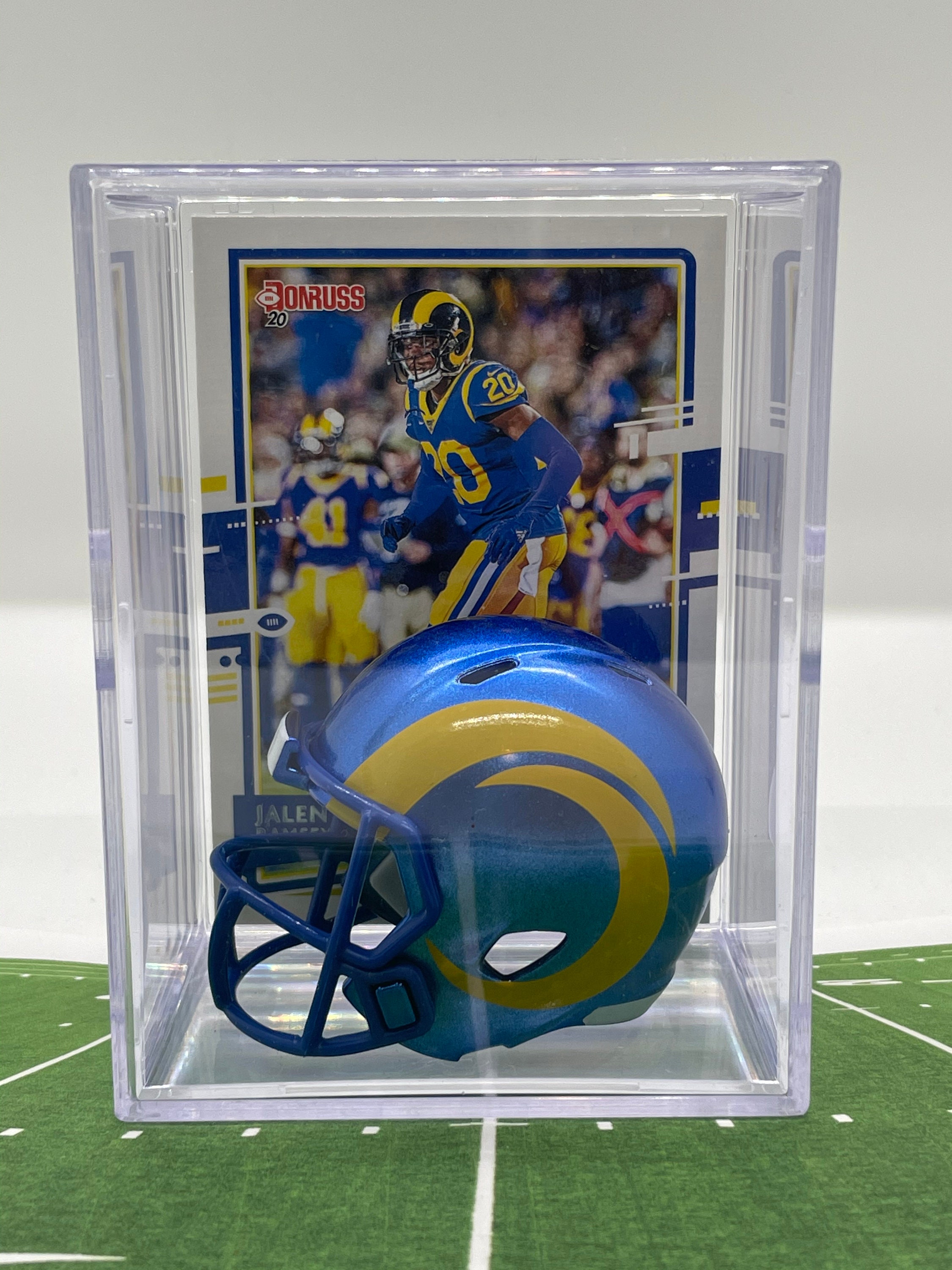 New 2020 Los Angeles Rams Jalen Ramsey Mini Helmet Shadowbox with Card