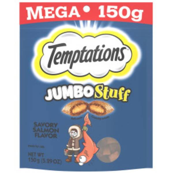 Temptations 5.3 oz Jumbo Stuff Crunchy and Soft Cat Treats Savory Salmon Flavor