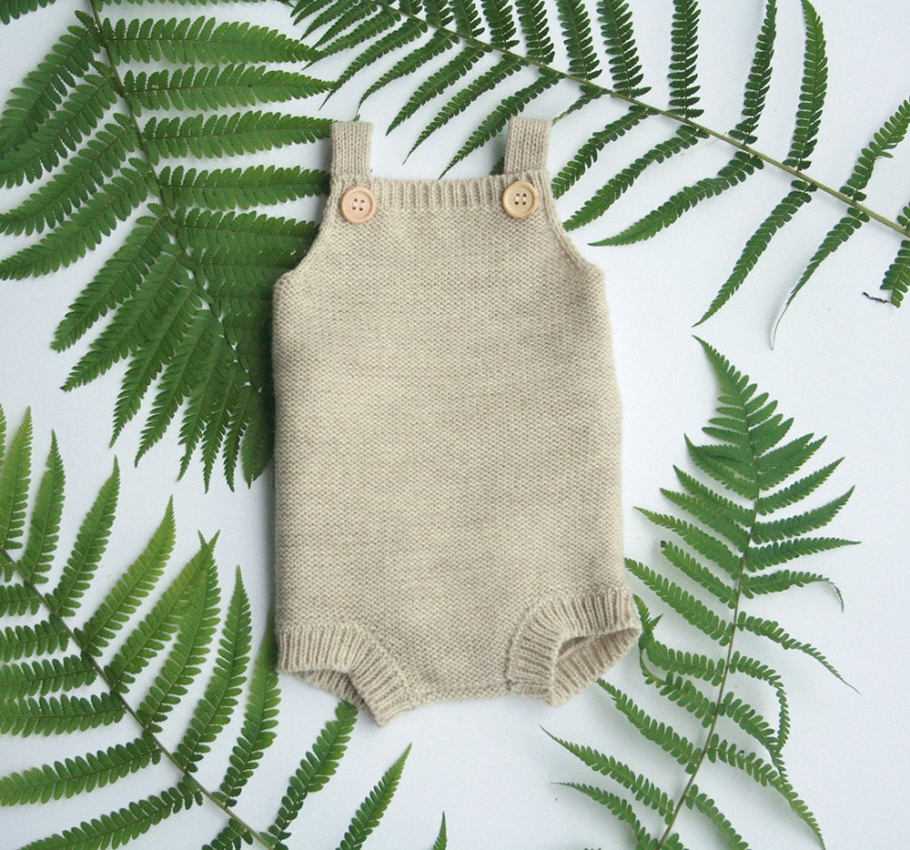 Knitted Baby Romper in Wool Alpaca Blend, Available Many Colors