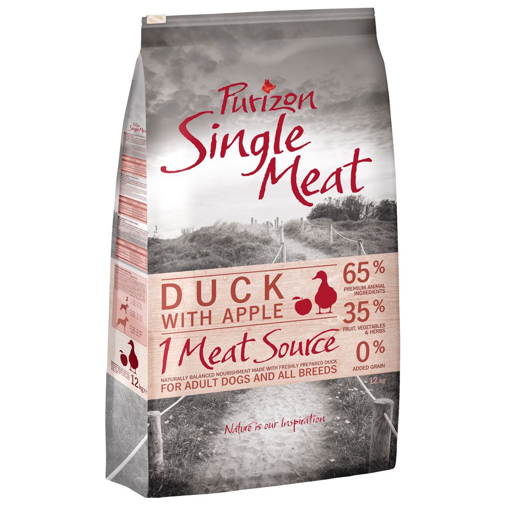 Purizon Single Meat Adult Dog - Grain-Free Duck with Apple - 12kg