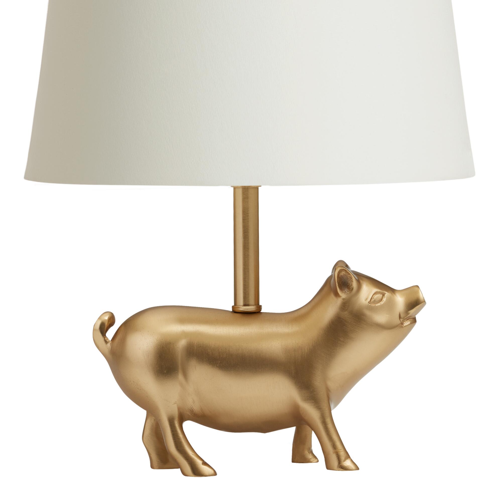 Gold Pig Accent Lamp Base - Metal - Small by World Market