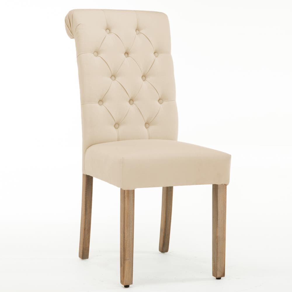 AC Pacific Traditional Polyester/Polyester Blend Upholstered Dining Side Chair (Wood Frame) in Off-White | D-006-IVORY