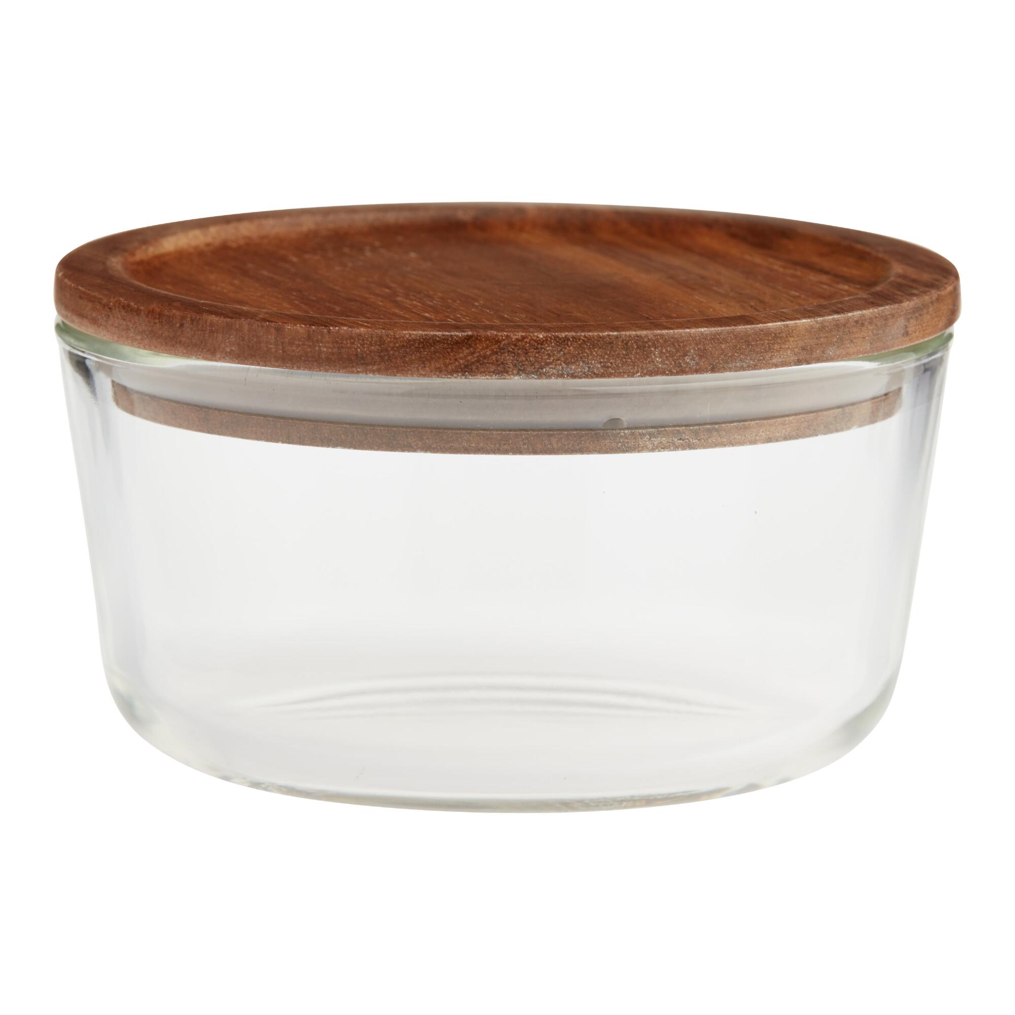 Medium Glass Food Storage Container with Wood Lid: Multi by World Market