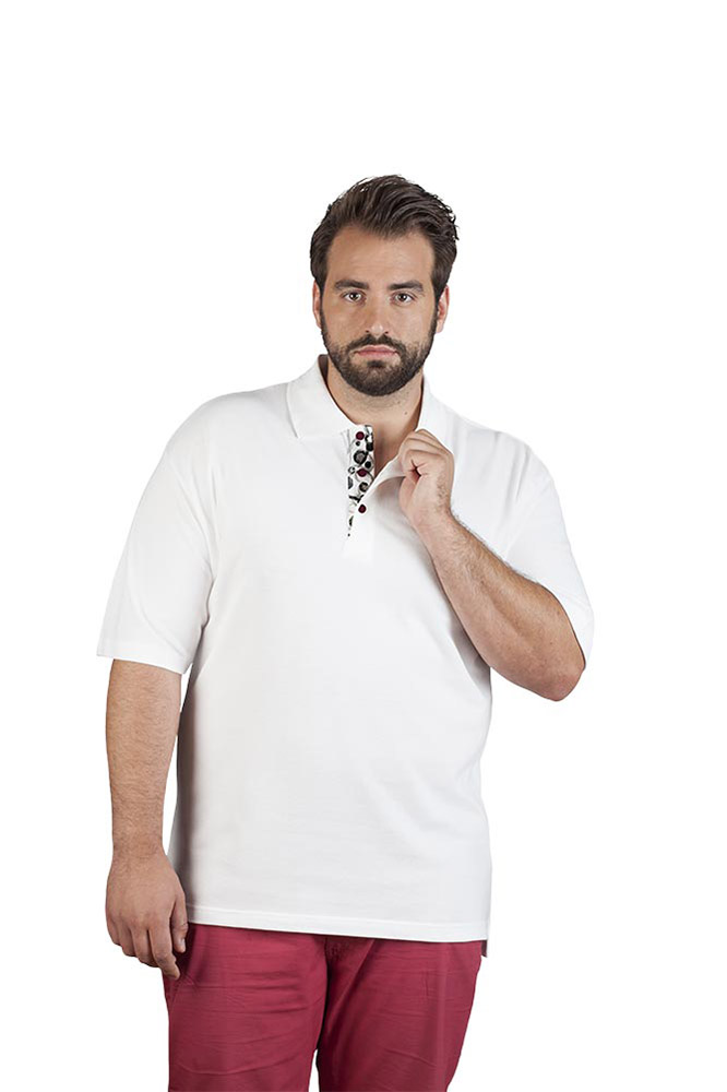 Superior Poloshirt "Graphic" 501 Plus Size Herren, Weiß, XXXL
