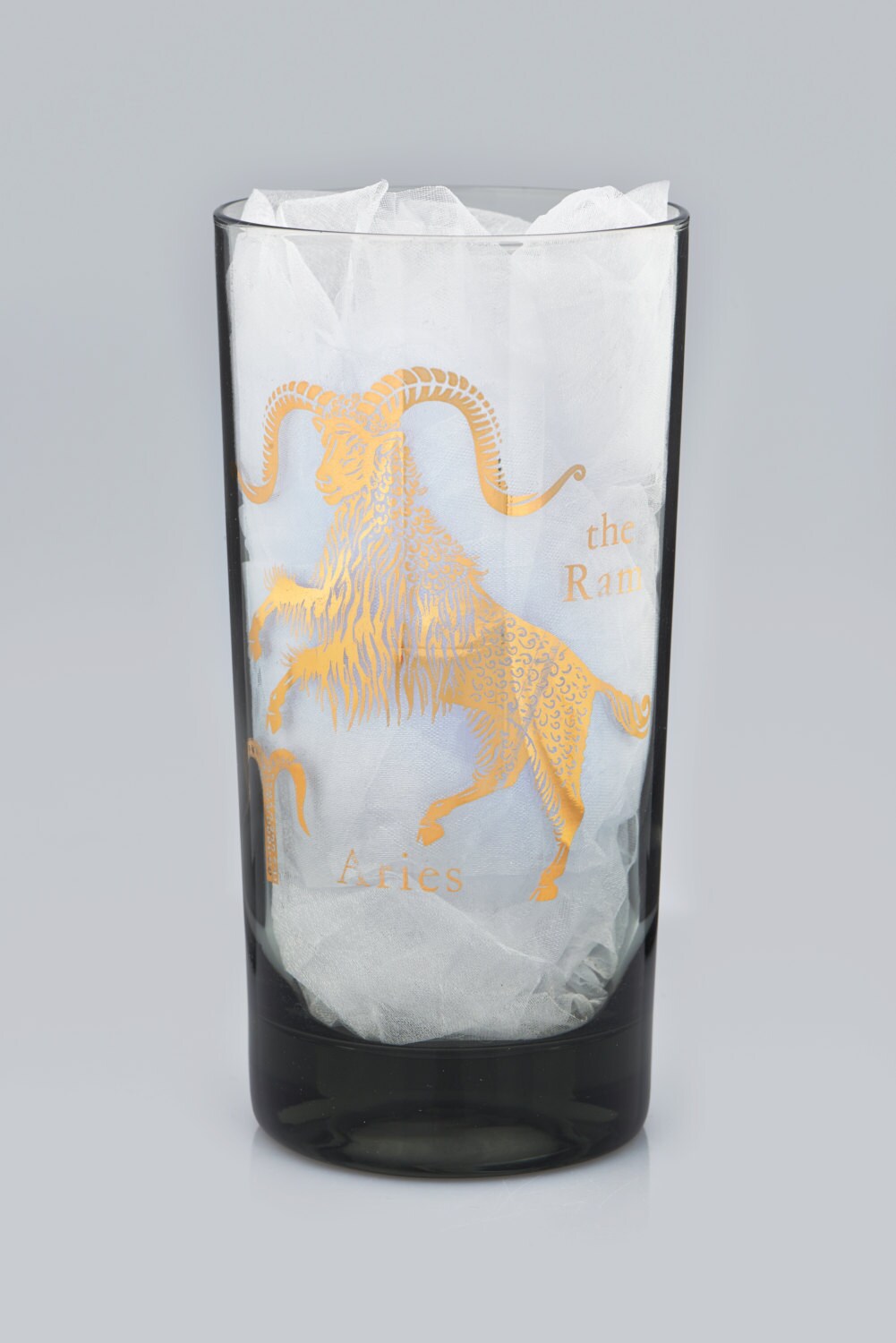 Sign/Aries The Ram Glass With Gold Font in Perfect Condition. Vintage Star/ Zodiac/Astrology/ Horoscope/