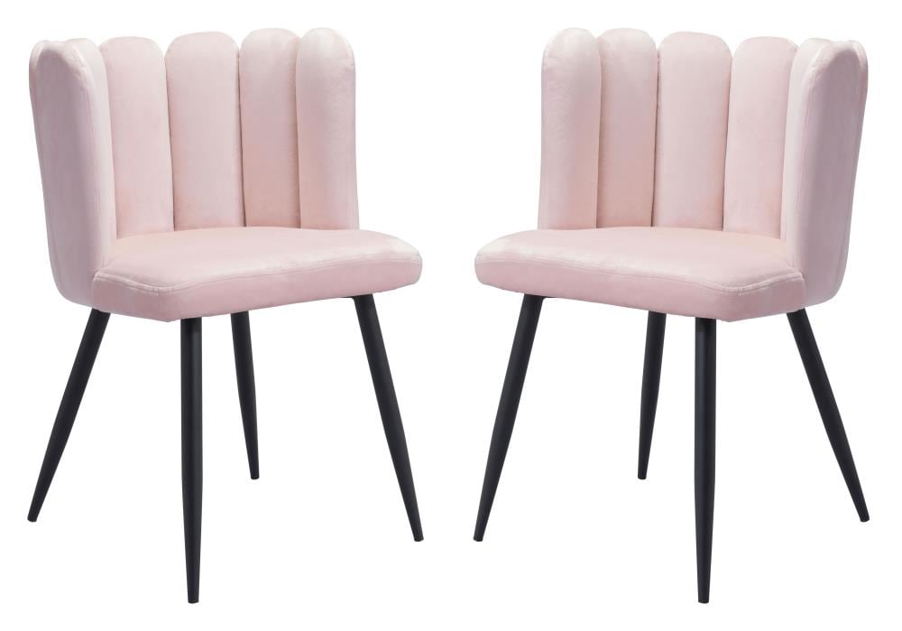 Zuo Modern Set of 2 Adele Contemporary/Modern Polyester/Polyester Blend Upholstered Dining Side Chair (Metal Frame) in Pink | 101523