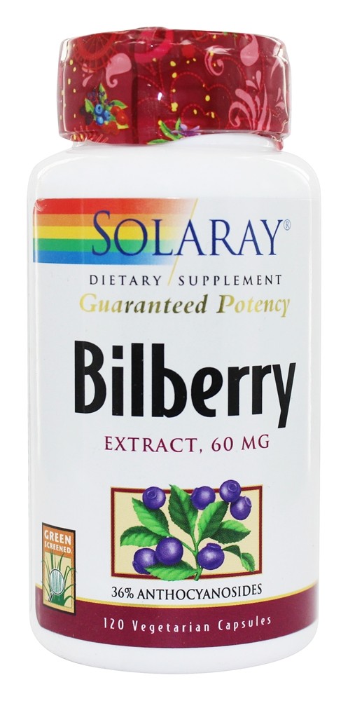 Solaray - Guaranteed Potency Bilberry Extract 60 mg. - 120 Vegetarian Capsules