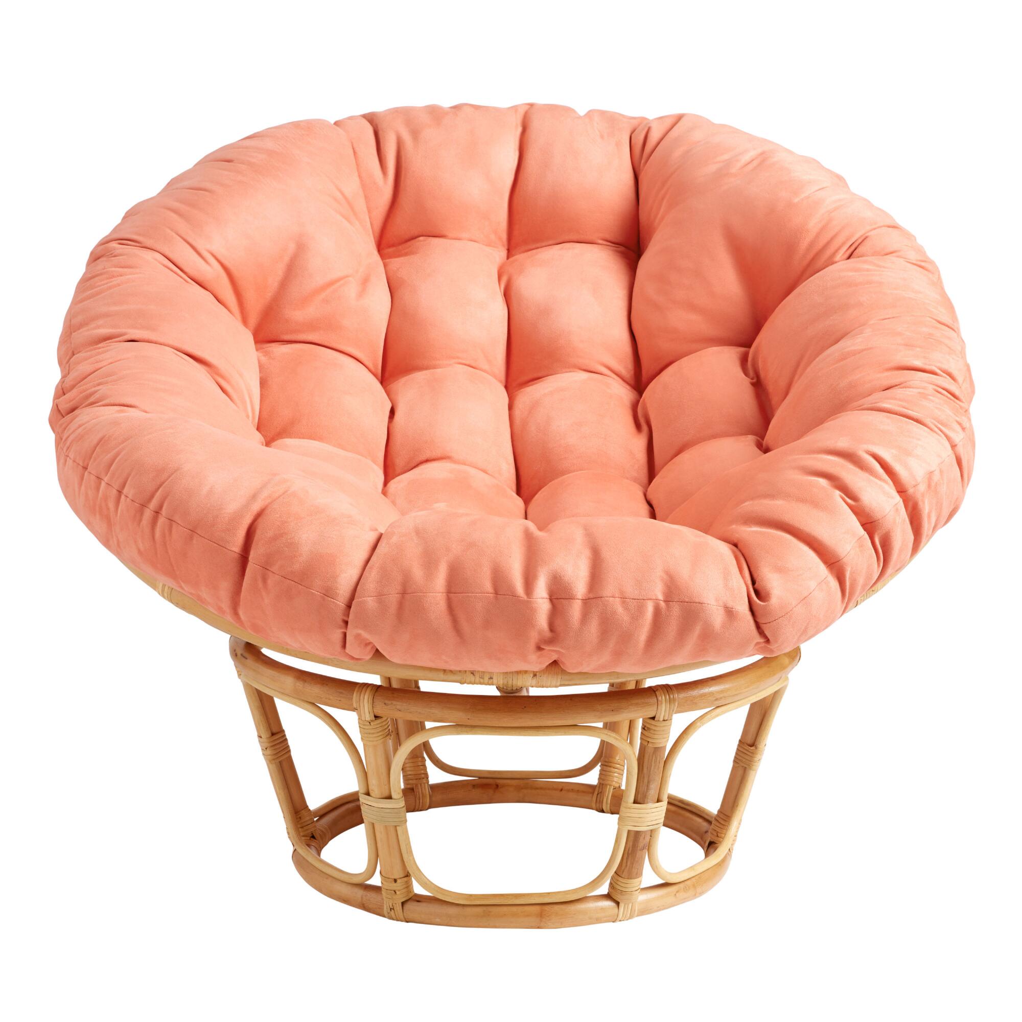 Coral Microsuede Papasan Chair Cushion: Pink - Cotton - 58" Round by World Market