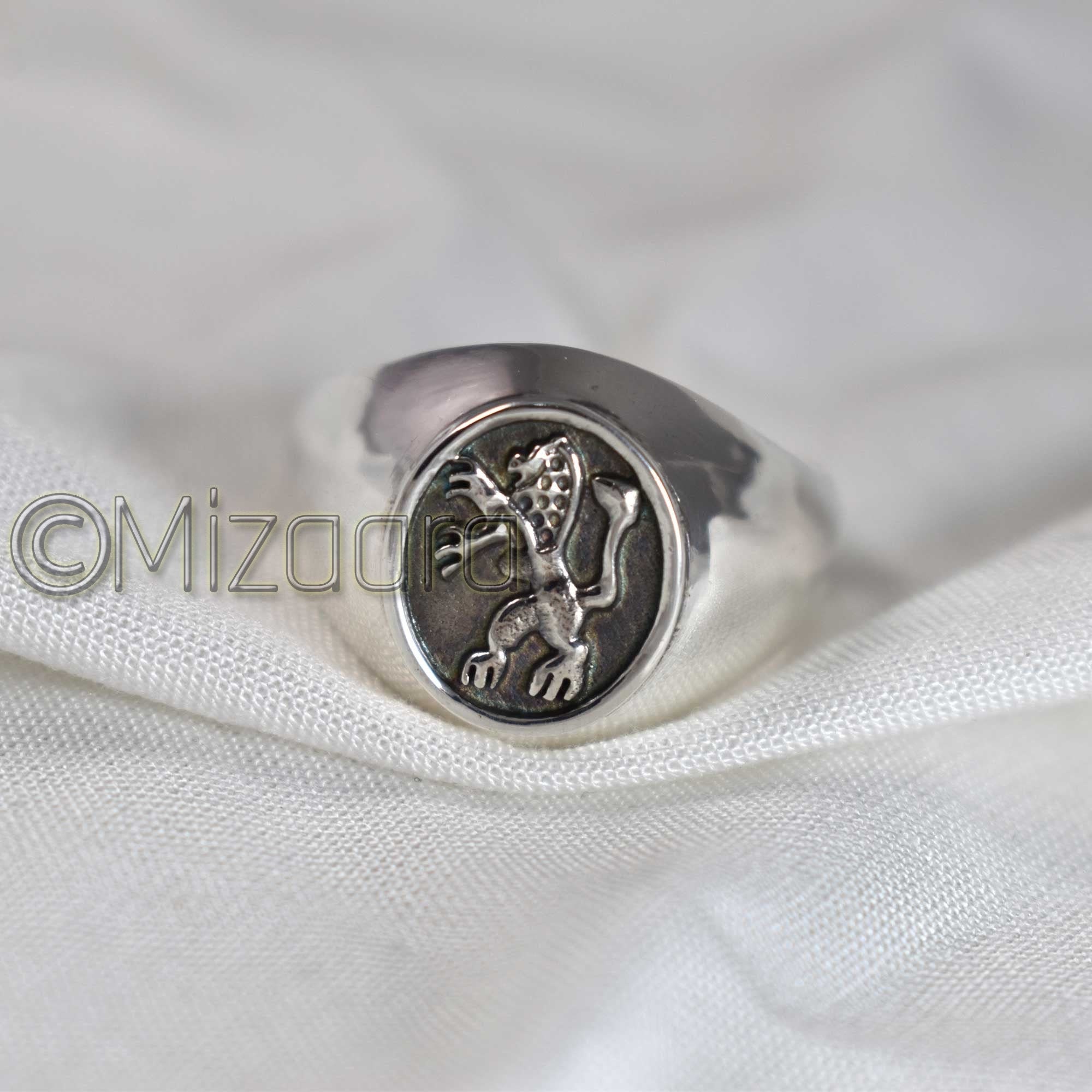 925 Sterling Silver Lion Of Judah Jewelry Ring Signet Mens Oxidized Jerusalem Gift For Him