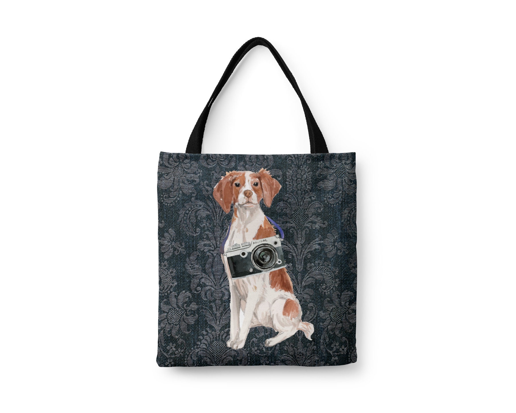 Brittany Dog Tote Bag - Illustrated Dogs & 6 Denim Inspired Styles. All Purpose Ideal For Shopping, Laptop... Spaniel, Wiegref, Epagneul