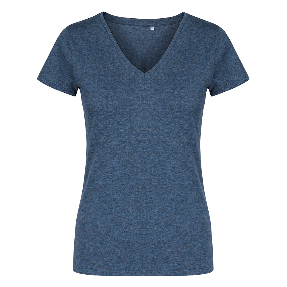 X.O V-Ausschnitt T-Shirt Plus Size Damen, Marineblau-Melange, XXXL