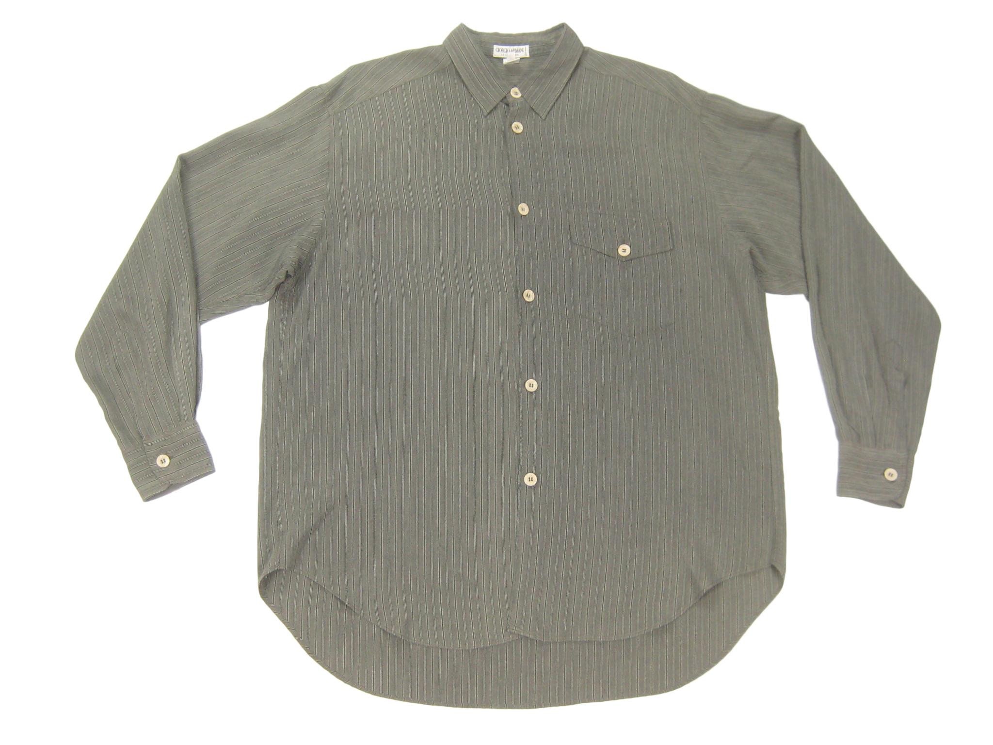 1990S Giorgio Armani Silk Blend Shirt Vintage Retro Le Collezioni Oversized Striped Designer Button Up L/Large/xl 90S