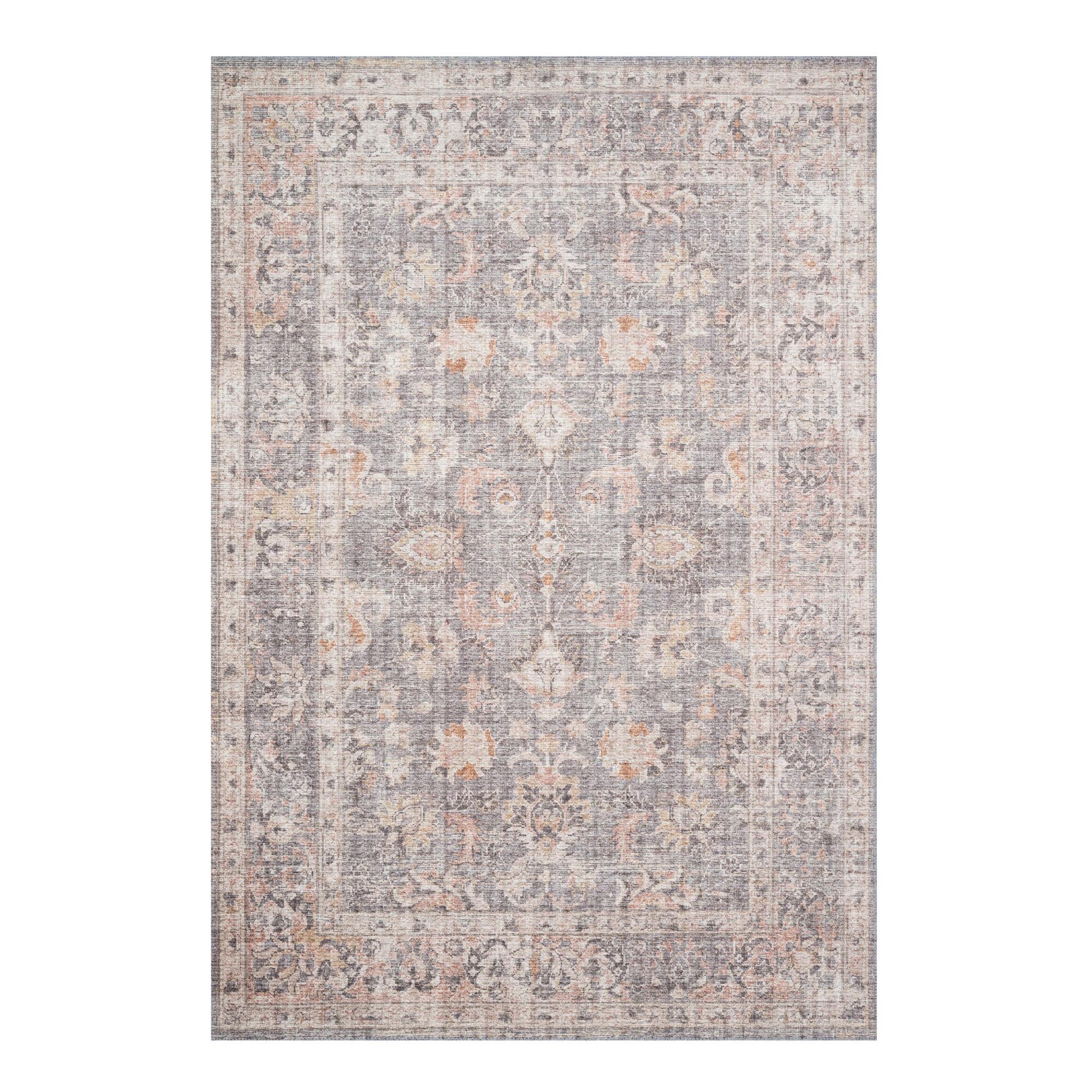 Gray and Apricot Persian Style Icaria Area Rug: Gray/Orange by World Market
