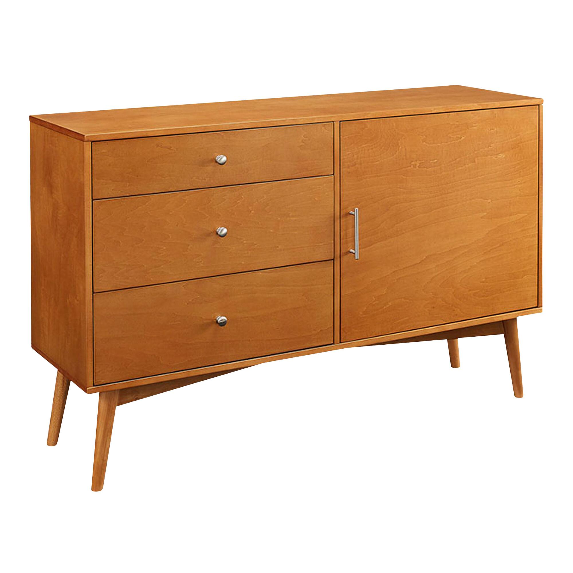 Wood Mid Century Media Stand With Drawers: White by World Market