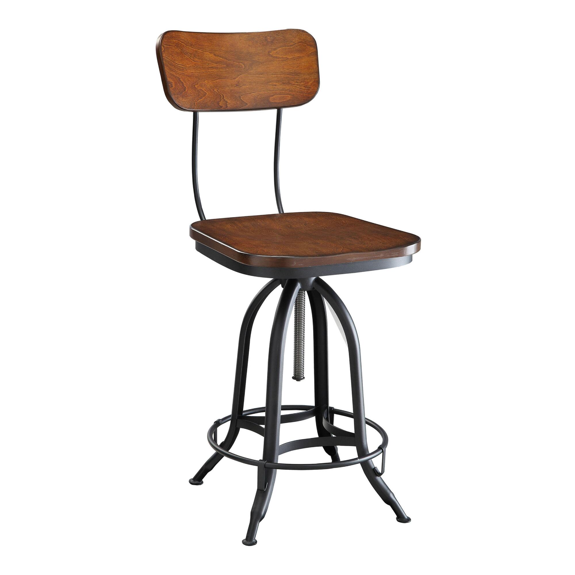 Wood and Metal Adjustable Height Dowell Stool by World Market