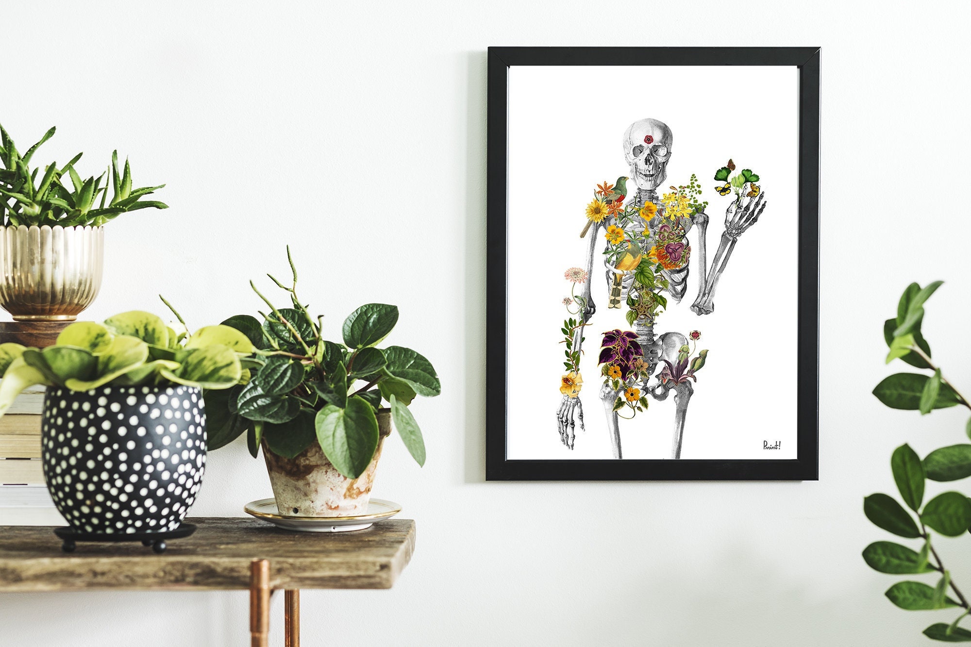 Wall Art Print Birds & Plants Skeleton Full Of Naure Doctor Student Gift Anatomy Print Anatomical Decoration Science Biology Ska282