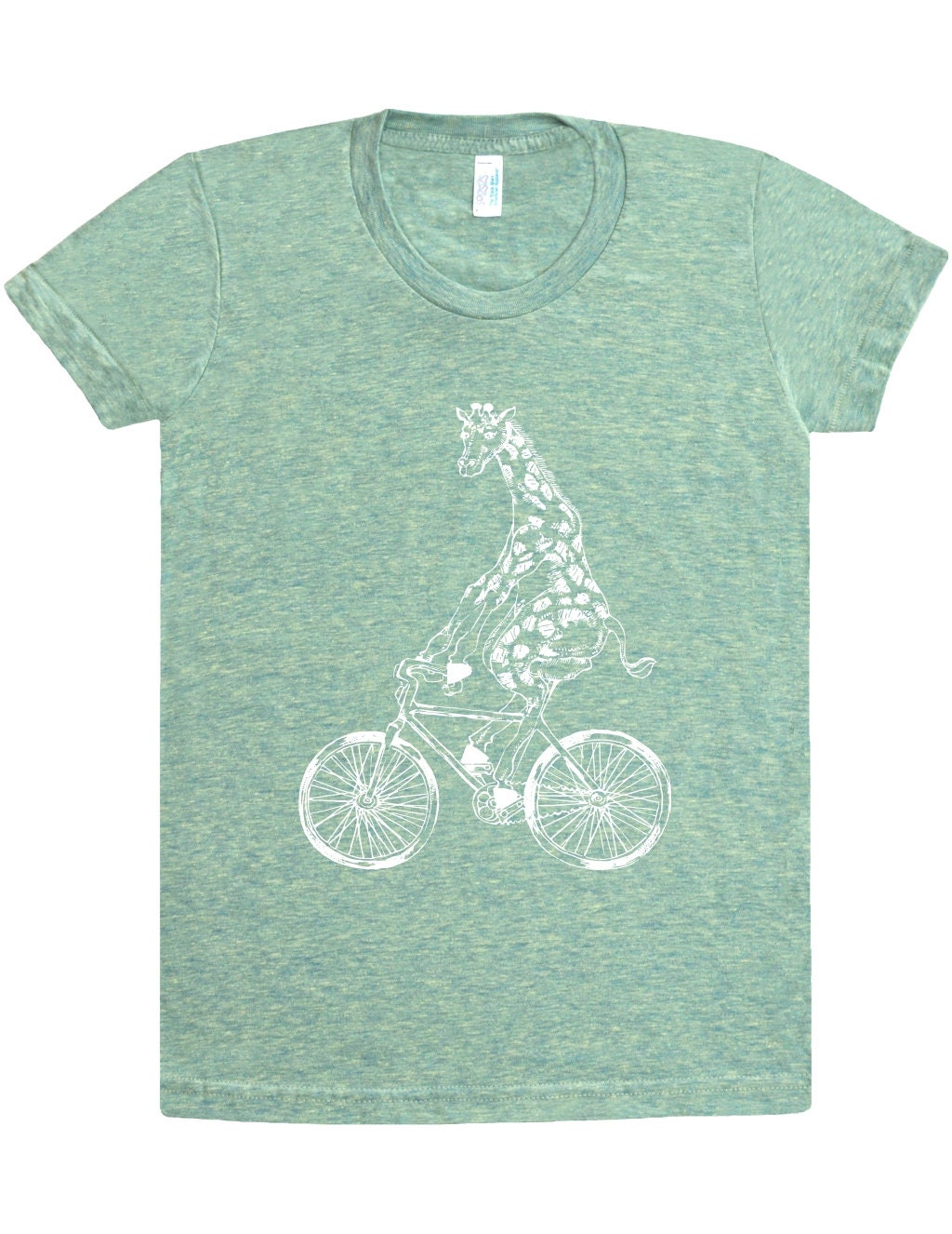 Giraffe On A Bicycle Women's Tri-Blend T-Shirt Gift For Her, Shirt Girlfriend Gift, Biker Mom Wife Gifts Cycling Seembo