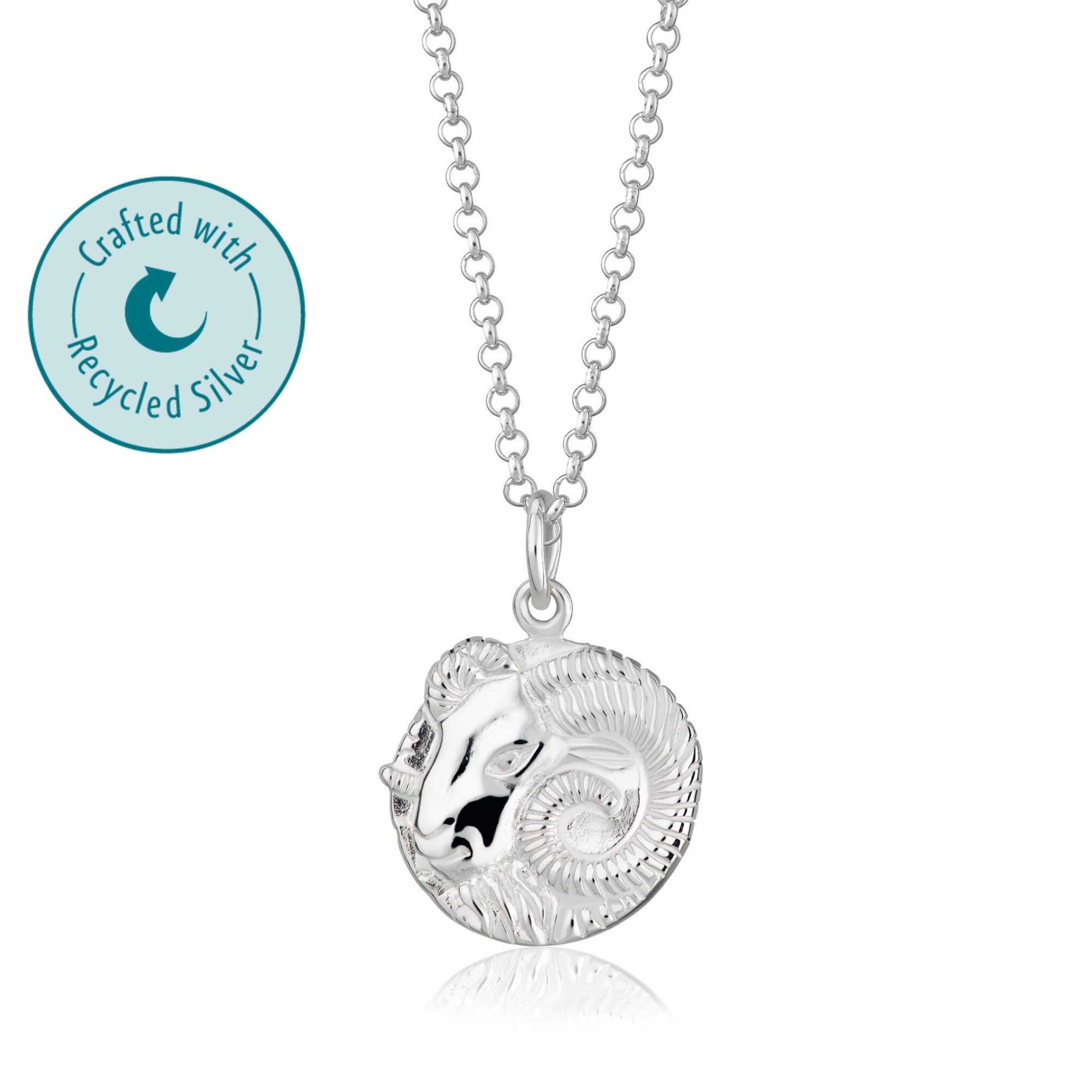 Personalised Silver Aries Zodiac Necklace - Ram Coin Horoscope Star Sign Astrology Pendant Gift