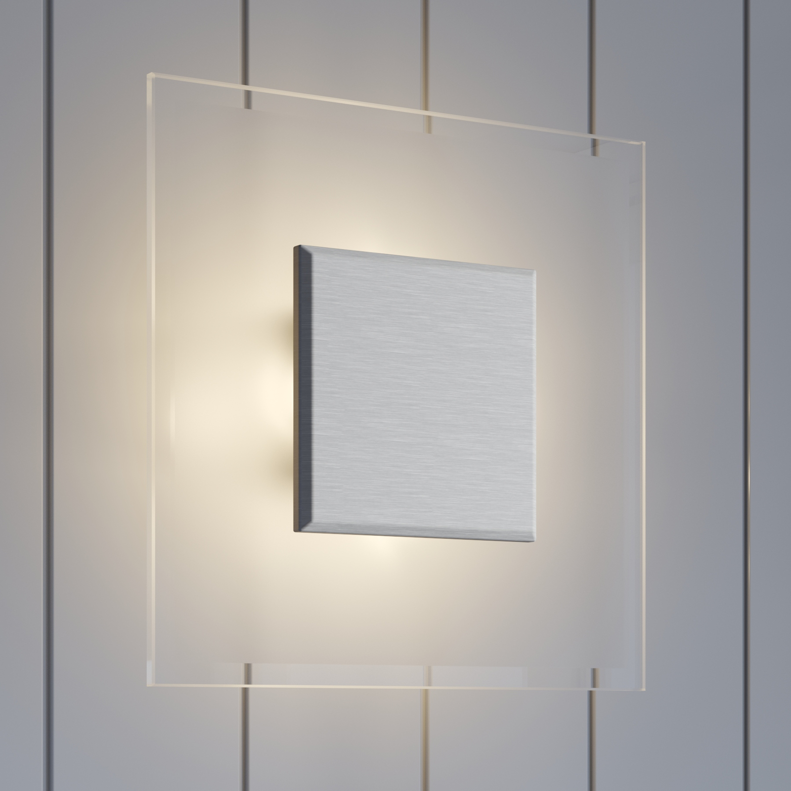 Neliönmuotoinen LED-seinävalaisin Lole, lasia
