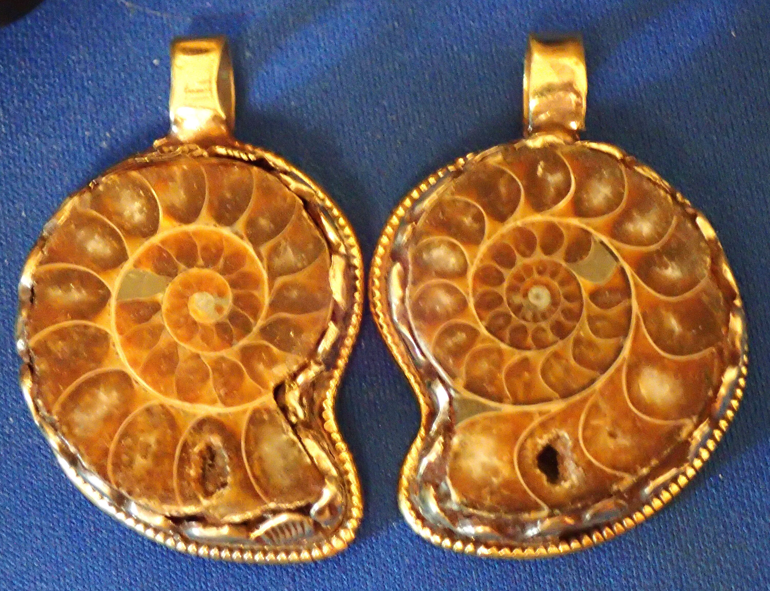 Half Cut Fossil Ammonite Pendant in Tibetan Silver