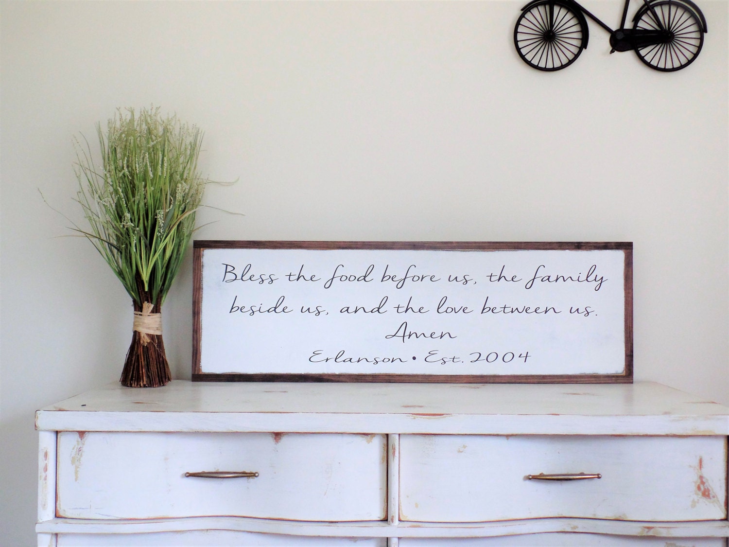 Personalized Bless The Food Before Us/Wood Sign Family Wooden Established Dining Room Kitchen Farmhouse