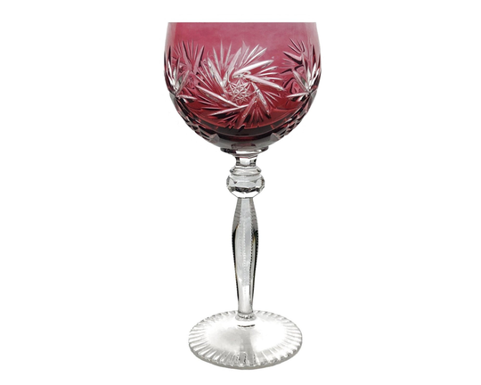 Bohemian Czech store Cranberry Red Cut to Clear Glass Hock Goblet Crystal, Set Of 6