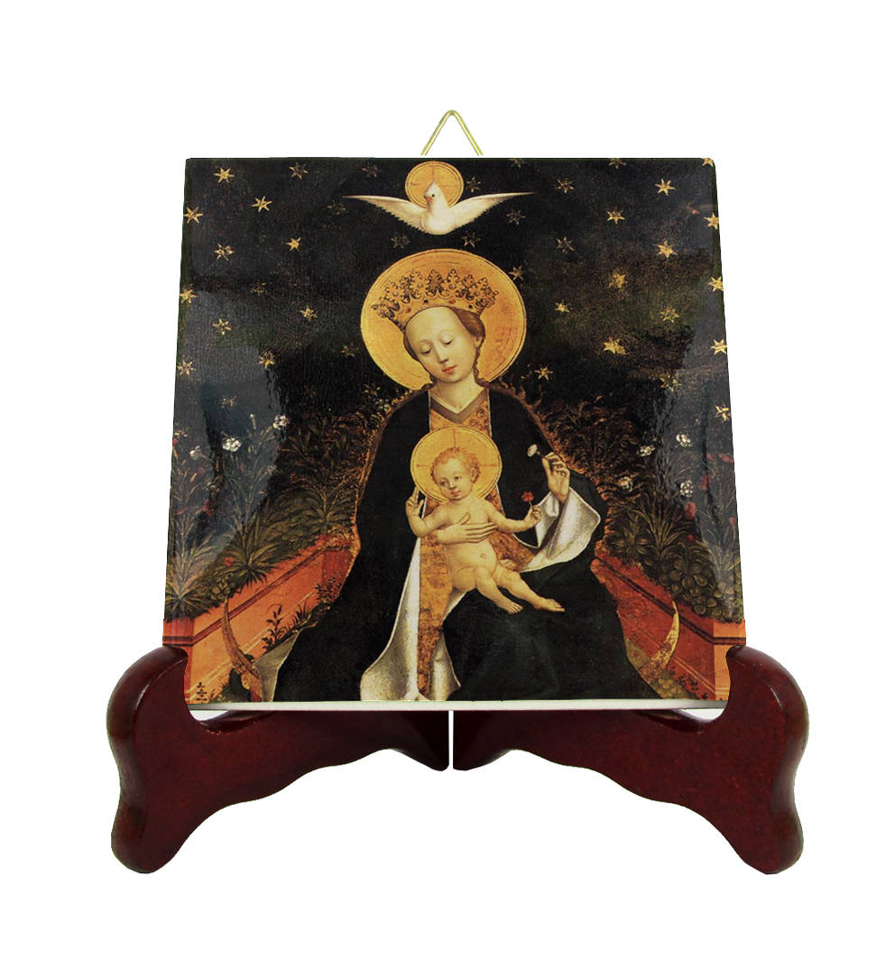 Religious Art - Madonna On A Crescent Moon Religious Icon Ceramic Tile Gifts Virgin & Child Holy Gift