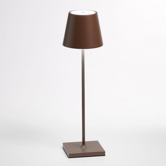 Poldina-LED-pöytälamppu, akku, kannettava, ruskea